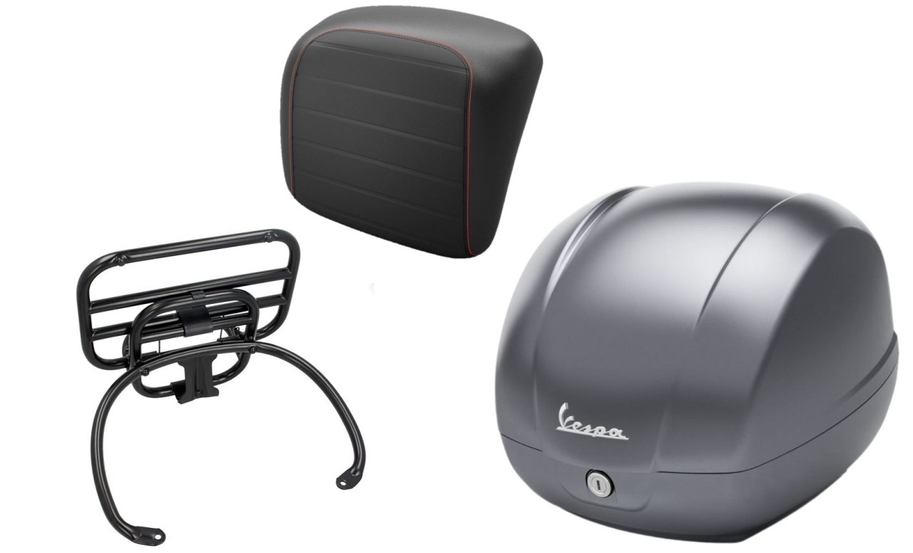 Kit bauletto 36L grigio titanio (707/C), portapacchi nero per Vespa GTS 125/300/310