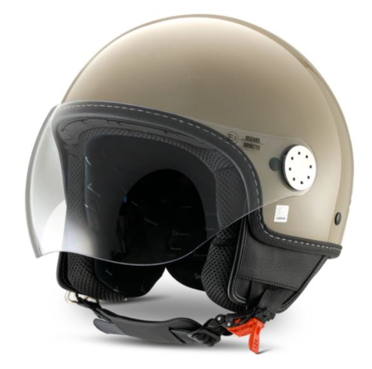 Casco jet Vespa, visiera Vespa LongHe, beige lucido (Q01)