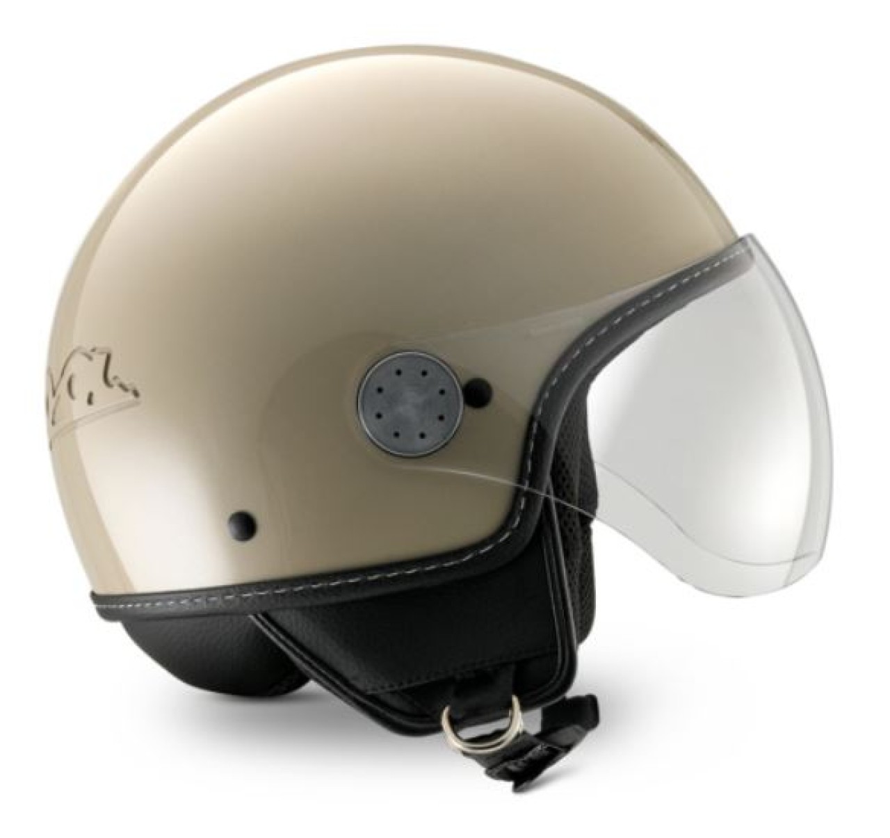 Casco jet Vespa, visiera Vespa LongHe, beige lucido (Q01)