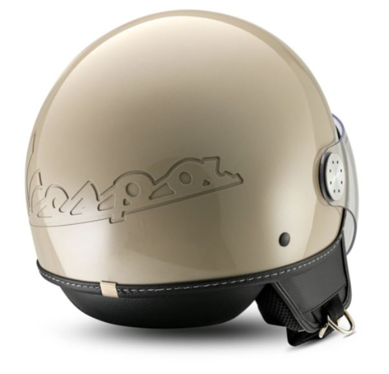 Casco jet Vespa, visiera Vespa LongHe, beige lucido (Q01)
