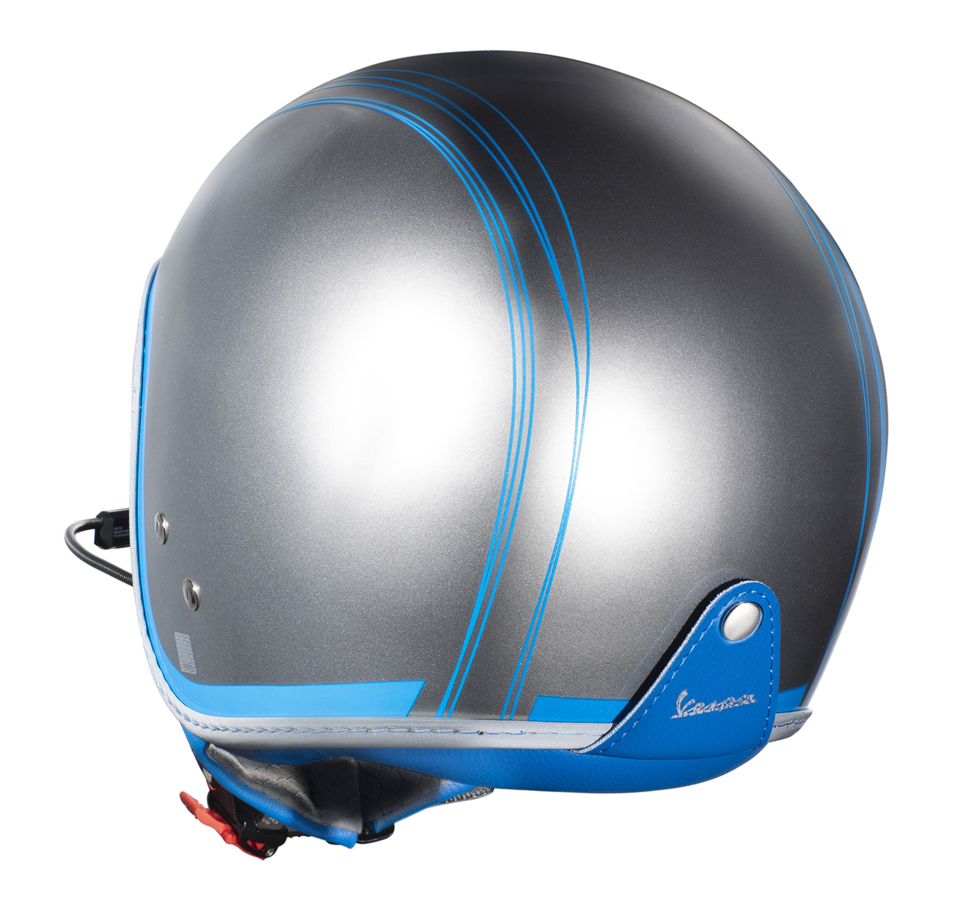 Casco Vespa jet Elettrica Tech blu (Bluetooth) argento