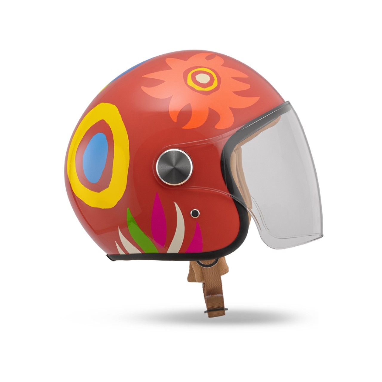 Casco jet Vespa Assouline 80th rosso lucido