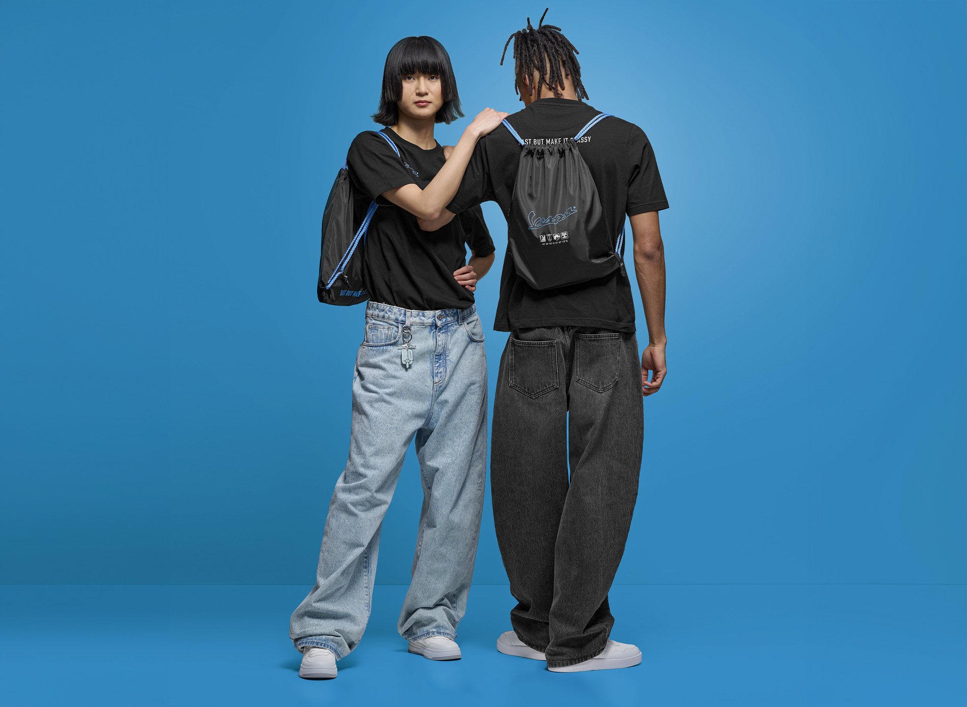 Borsa da palestra Vespa/zaino nero blu collezione DEC