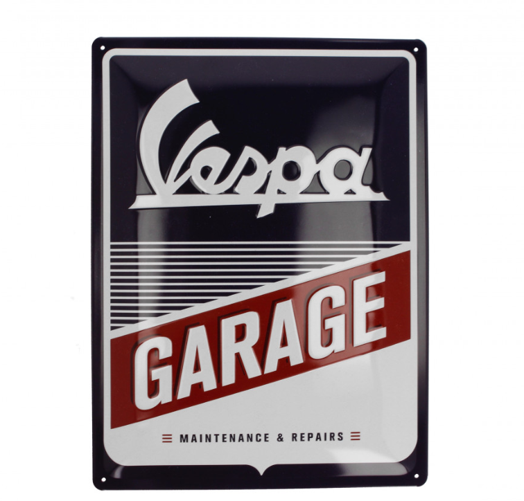 Insegna Vespa in metallo Garage Vespa