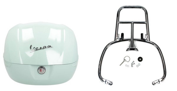 Kit Topcase 32L latte menta (350/A), portapacchi cromato per Primavera