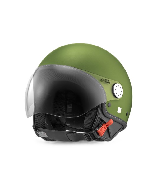 Casco jet Vespa, visiera Vespa LongHe, verde opaco (V29) - L1