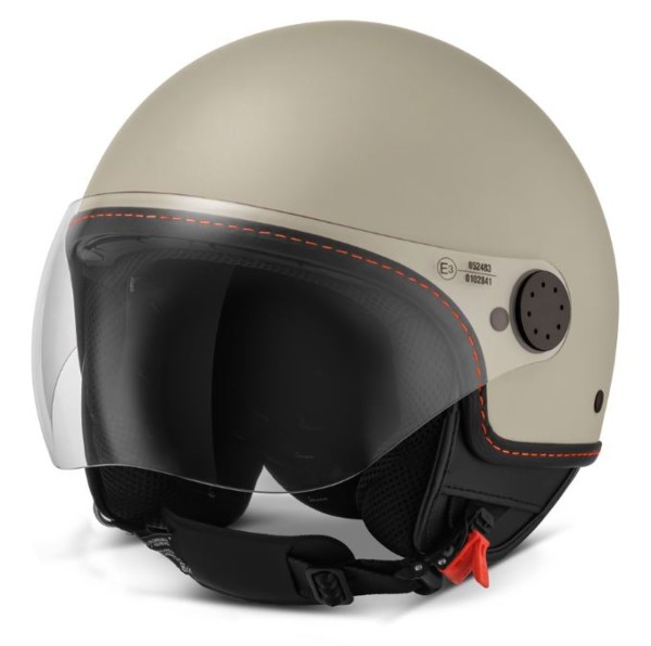 Casco jet Vespa, visiera Vespa LongHe, beige opaco / arancione - M
