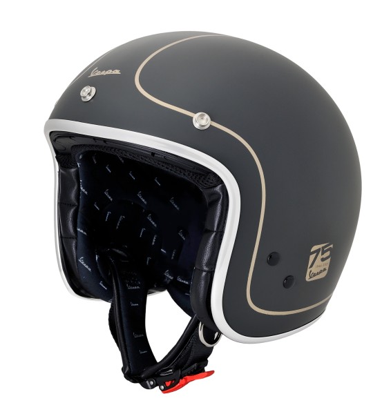 Casco jet Vespa 75 anni, grigio-oro